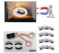 Faux-Cils Magnétiques Naturels 3d Réutilisables,Faits À La Main,Avec 3 Aimants,8 Pièces,2 Paires- Qs05-C39672