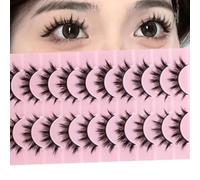 Faux cils Manga cils 10 paires de style japonais naturel doux épais 3D boucle ressemblent à des extensions cils (01)