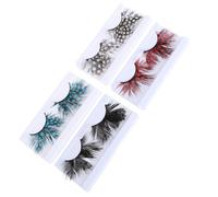 Faux Cils Plumage Denses 4 Paires, Look Spectaculaire Halloween | Aspect et Confortable, pour Photoshoots et Usage Quotidien, Rehausse L'Attractivité du Regard