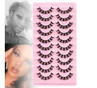 Faux Cils Russes En Bande D Curl 3D (6-18 Mm), Faux Cils Naturels Moelleux - 10 Paires De Cils Frisés à Grande Courbure, Cils épais Européens Et Américains,B