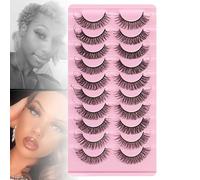 Faux Cils Russes En Bande D Curl 3D (6-18 Mm), Faux Cils Naturels Moelleux - 10 Paires De Cils Frisés à Grande Courbure, Cils épais Européens Et Américains,E
