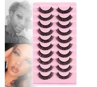 Faux Cils Russes En Bande D Curl 3D (6-18 Mm), Faux Cils Naturels Moelleux - 10 Paires De Cils Frisés à Grande Courbure, Cils épais Européens Et Américains,C