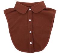 Faux Col de Chemisier Amovible Marron, Polyester Brossé pour Robes et Pulls | Léger à Superposer, Fixation Facile à Poser et Retirer, Look Soigné, Usage Scolaire ou Décontracté