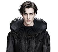Faux Col Élisabéthain Renaissance Collier à Volant Rétro en Mousseline Col à Collerette Shakespeare Accessoires Costumes pour Médiéval Palais Halloween Cosplay Clown Large