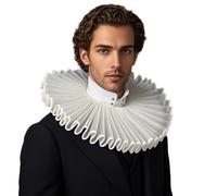 Faux Col Élisabéthain Renaissance Collier à Volant Rétro en Mousseline Col à Collerette Shakespeare Accessoires Costumes pour Médiéval Palais Halloween Cosplay Clown Large