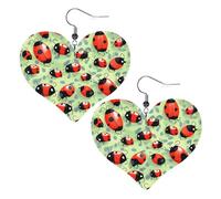 Faux Cuir Cœur Boucle D'oreille Mode Cœur Boucles D'oreilles Coccinelles Mignon Dessin Animé Impression Dangle Drop Boucles D'oreilles