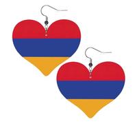 Faux Cuir Cœur Boucle D'oreille Mode Cœur Boucles d'Oreilles Mignon Drapeau d'Arménie Imprimer Dangle Drop Boucles d'oreilles