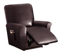 Faux Cuir Housse de Fauteuil Imperméable Housse de Canapé 4 Pièces Revêtement de Canapé Extensible Fauteuil Relax Housse Fauteuil Relax Protecteur pour Animaux De Compagnie Enfants-Café profond