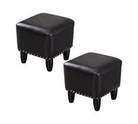 Faux Cuir imperméable Pouf Petit Repose-Pieds carré rembourré Pouf Polyvalent canapé Tabouret Salle de Bain Tabouret Ensemble de 2