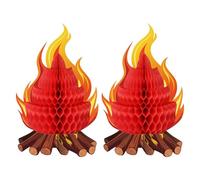 Faux de camp - Décoration artificielle en carton 3D | Lot de 2 brasero artificiels pour dîner, plage, terrasse, balcon, fête de mariage, table, chambre, réception à la maison