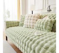 Faux de canapé en Peluche de Lapin pour 1 2 3 4 Places, Coussin de canapé de Particules de Silicone sans Glissement, Protecteur de Meubles Confortables Chauds Green 90x240cm