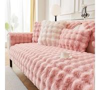 Faux de canapé en Peluche de Lapin pour 1 2 3 4 Places, Coussin de canapé de Particules de Silicone sans Glissement, Protecteur de Meubles Confortables Chauds Pink 90x120cm