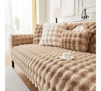 Faux de canapé en Peluche de Lapin pour 1 2 3 4 Places, Coussin de canapé de Particules de Silicone sans Glissement, Protecteur de Meubles Confortables Chauds Brown 110x110cm