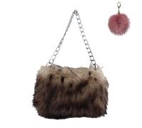 Faux Fur Handbag for Women, Vintage Leopard Print Shoulder Bag with Chain, Trendy Fashion Luxury Evening Underarm Purse