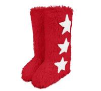 Faux Fur Knee-High Winter Snow Boots With Star Decoration Warm & Stylish Women's Footwear Long Tube(Rot,38)