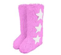Faux Fur Knee-High Winter Snow Boots With Star Decoration Warm & Stylish Women's Footwear Long Tube(Roze,39)