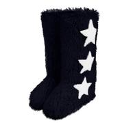 Faux Fur Knee-High Winter Snow Boots With Star Decoration Warm & Stylish Women's Footwear Long Tube(Svart,40)
