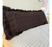 Faux Fur Ruffle Pillow Case, Warm Cozy Plush Ruffled Long Lumbar Throw Pillow Covers Shams, Winter Soft Luxury Decorative Long Cushion Cases for Living Room Couch Sofa Bed