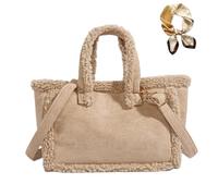 Faux Fur Shoulder Bag for Women, Vintage Large Capacity Plush Crossbody, Fashion Chic Suede Top Handle Handbag Purses