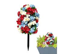 Faux Hydrangea Tree, Artificial Patriotic Porch Decor Plant, Garden Faux Flower Shrubs For Indoor Pathway Backyard Patio Lawn Entryway Wedding Party Veterans Day Decoration Use Realistic Bloom