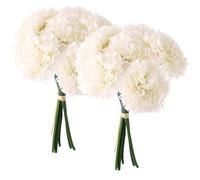Faux œillets 2 bouquets 6 3 x 10 2 pouces Oeillets réalistes DIY Fleurs artificielles Fleurs décoratives en soie pour mariage Fête des mères Fleurs d'oeillets blanc laiteux Oeillets Fleurs artifi