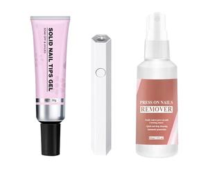 Faux kit d'ongles en acrylique - kit de liaison à ongles en acrylique, collet de clous à séchage | Gale d'attachement en strass avec dissolvant, adhésif solide pour la presse sur les pointes