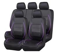Faux Leather Car Seat Protectors,Full-Coverage Seat Cover Set | Five-seat, all-season, universal, full coverage, for SUV, for trucker(Purple-Black)