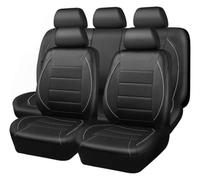 Faux Leather Car Seat Protectors,Full-Coverage Seat Cover Set | Five-seat, all-season, universal, full coverage, for SUV, for trucker(White-Black)
