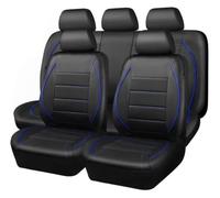 Faux Leather Car Seat Protectors,Full-Coverage Seat Cover Set | Five-seat, all-season, universal, full coverage, for SUV, for trucker(Blue-Black)