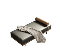 Faux Leather Chaise Lounge, Modern Accent Bench with Detachable Bolster Pillow for Bedroom Living Room Entryway, Sturdy Metal Legs(A,190x70x42cm)