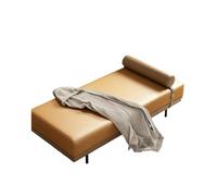 Faux Leather Chaise Lounge, Modern Accent Bench with Detachable Bolster Pillow for Bedroom Living Room Entryway, Sturdy Metal Legs(B,190x60x42cm)