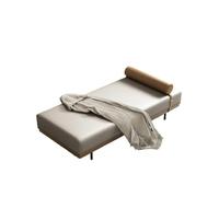 Faux Leather Chaise Lounge, Modern Accent Bench with Detachable Bolster Pillow for Bedroom Living Room Entryway, Sturdy Metal Legs(D,190x45x42cm)