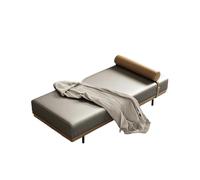 Faux Leather Chaise Lounge, Modern Accent Bench with Detachable Bolster Pillow for Bedroom Living Room Entryway, Sturdy Metal Legs(C,190x50x42cm)
