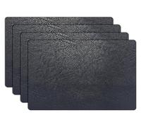 Faux Leather Placemats Set of 4/6, Heat Resistant Non-Slip Waterproof Wipeable Washable Kitchen Dining PU Table Place Mats(Dark Blue,Set of 4)