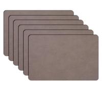Faux Leather Placemats Set of 4/6, Heat Resistant Non-Slip Waterproof Wipeable Washable Kitchen Dining PU Table Place Mats(Gray,Set of 6)