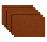Faux Leather Placemats Set of 4/6, Heat Resistant Non-Slip Waterproof Wipeable Washable Kitchen Dining PU Table Place Mats(Red Brown,Set of 6)