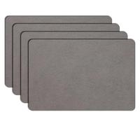 Faux Leather Placemats Set of 4/6, Heat Resistant Non-Slip Waterproof Wipeable Washable Kitchen Dining PU Table Place Mats(Light Gray,Set of 4)