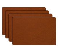 Faux Leather Placemats Set of 4/6, Heat Resistant Non-Slip Waterproof Wipeable Washable Kitchen Dining PU Table Place Mats(Red Brown,Set of 4)