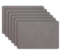 Faux Leather Placemats Set of 4/6, Heat Resistant Non-Slip Waterproof Wipeable Washable Kitchen Dining PU Table Place Mats(Light Gray,Set of 6)