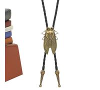 Faux Leather Western Tie, Vintage Cowboy Neck Accessory, Cicada Men’s Design for Cosplay, Costume, Stage Performance, Rustic Stylish Decoration with Durable Craft, Travel Workplace Use for Bartender