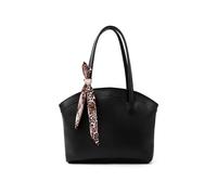 Faux Leather Zippered Shoulder Bag Single Compartment Handbag with Scarf Gift Womens Hand Shoulder Crossbody Bag Black