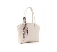 Faux Leather Zippered Shoulder Bag Single Compartment Handbag with Scarf Gift Womens Hand Shoulder Crossbody Bag White