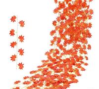 Faux lierre en soie - Feuillage dense pour décoration - Rouge - 2,4 m | Rouge vert pour deux tons, longueur de 2,4 m par bande, 30 feuilles denses, matériau en tissu de soie