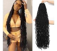 Faux Locs 36 Inch 8 Packs New Soft Locs Pre-Looped Crochet Hair For Black Women Crochet Faux Locs synthetic Hair Extensions(36Inch,1B)