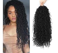 Faux Locs Crochet Braids Meches bouclées Hair soft locs Fausse Locks Crochet Pré-boucle Dreadlocks Softs Traiding Hair Fashion Goddess Faux Locs Extensions de cheveux (60.96 cm (Lot de 8), 1B)