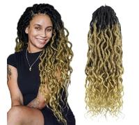 Faux Locs Crochet Hair 24Inch 7 Packs Pre-Looped Ombre Soft Locs With Curly Ends Dreadlock Goddess Loc Crochet Hair for Women（24Inch，OT27#）