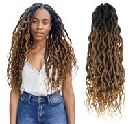 Faux Locs Crochet Hair 24Inch 7 Packs Pre-Looped Ombre Soft Locs With Curly Ends Dreadlock Goddess Loc Crochet Hair for Women（24Inch，OT30#）