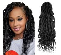 Faux Locs Crochet Hair 24Inch 7 Packs Pre-Looped Soft Locs With Curly Ends Dreadlock Goddess Loc Crochet Hair for Women（24Inch，1B#）
