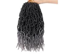 Faux Locs Crochet Hair Soft Locs 12 Inch Goddess Locs Crochet Hair Synthetic 6 Packs Ombre Grey Pre-looped New Locs Crochet Braids Curly Braiding Hair for Women (#Tgrey)