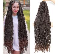 Faux Locs Crochet Hair Soft Locs Crochet Hair Pre Looped Goddess Locs Crochet Braids Hair Extensions for Women (91.44 cm (Lot de 8), 1B/30#)